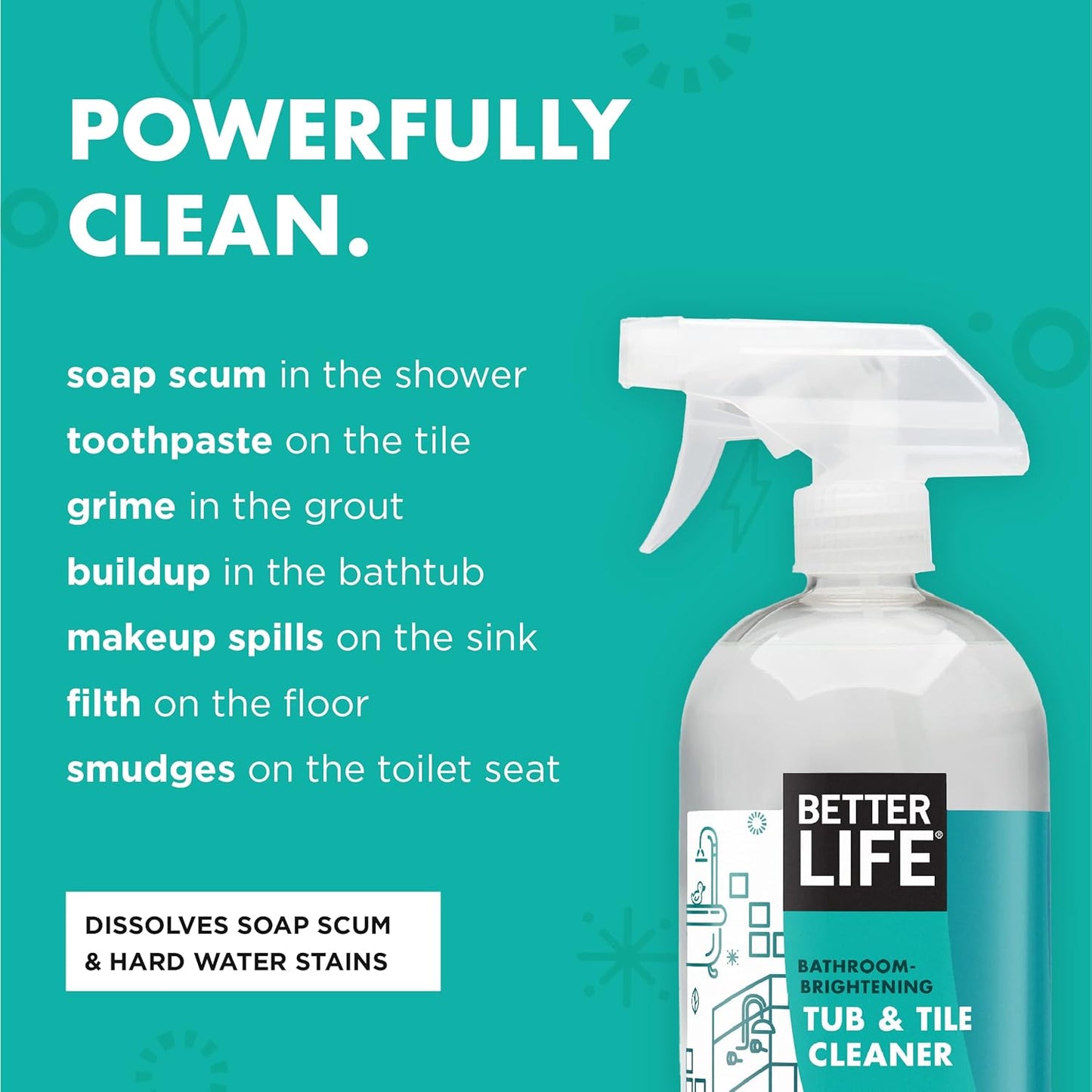 BETTER LIFE Bathroom Cleaner - Tea Tree Bathtub & Shower Cleaner Spray for Glass and Tile - Foaming Mold and Mildew Remover for Tub Works on Hard Water Stains - 32oz, Pack of 1