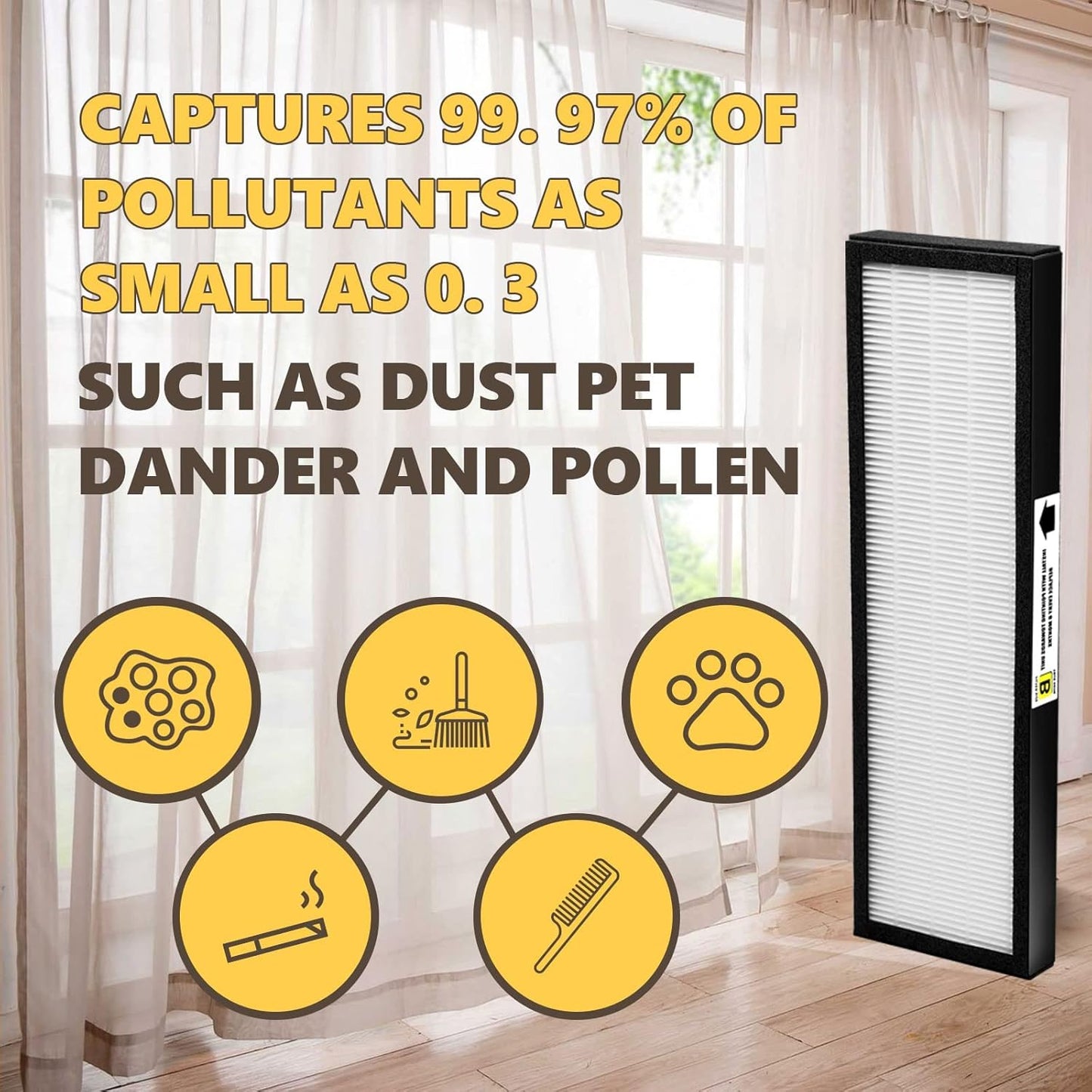 4 Packs FLT4825 True HEPA Filter B Replacement Compatible with AC4825 AC4300 AC4800 AC4900 AC4850, 4 HEPA Filter and 6 Carbon Pre Filters