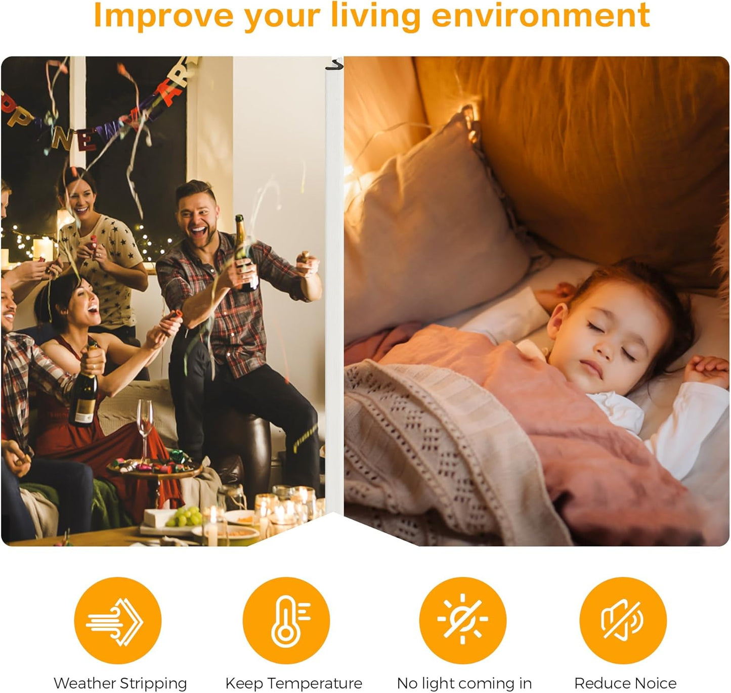 Weather Stripping Door Seal Strip - Soundproof Q-Shaped Foam for Exterior Door Frame, Large Gap Seal, Noise Cancelling, Easy to Install (White, 30FT)