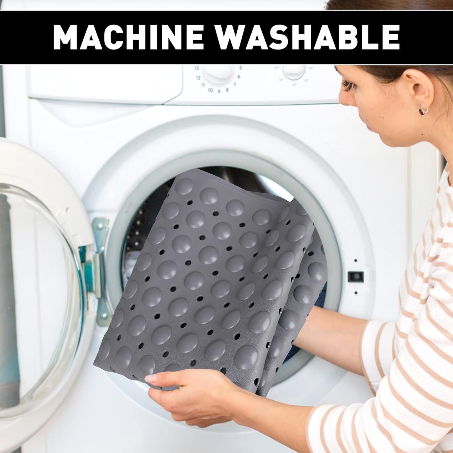 Shower Mat Non Slip: 47.2 x 31.5 Inch Extra Large TPE Shower Mats for Inside Shower - Anti Slip Shower Stall Matt with Drain Hole and Suction Cups for Elderly