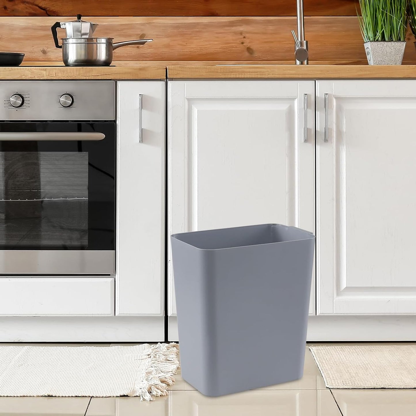 Zopnny Plastic Trash Can Wastebasket, Waste Bin, 4.5 Gallon, 3 Pack, Grey