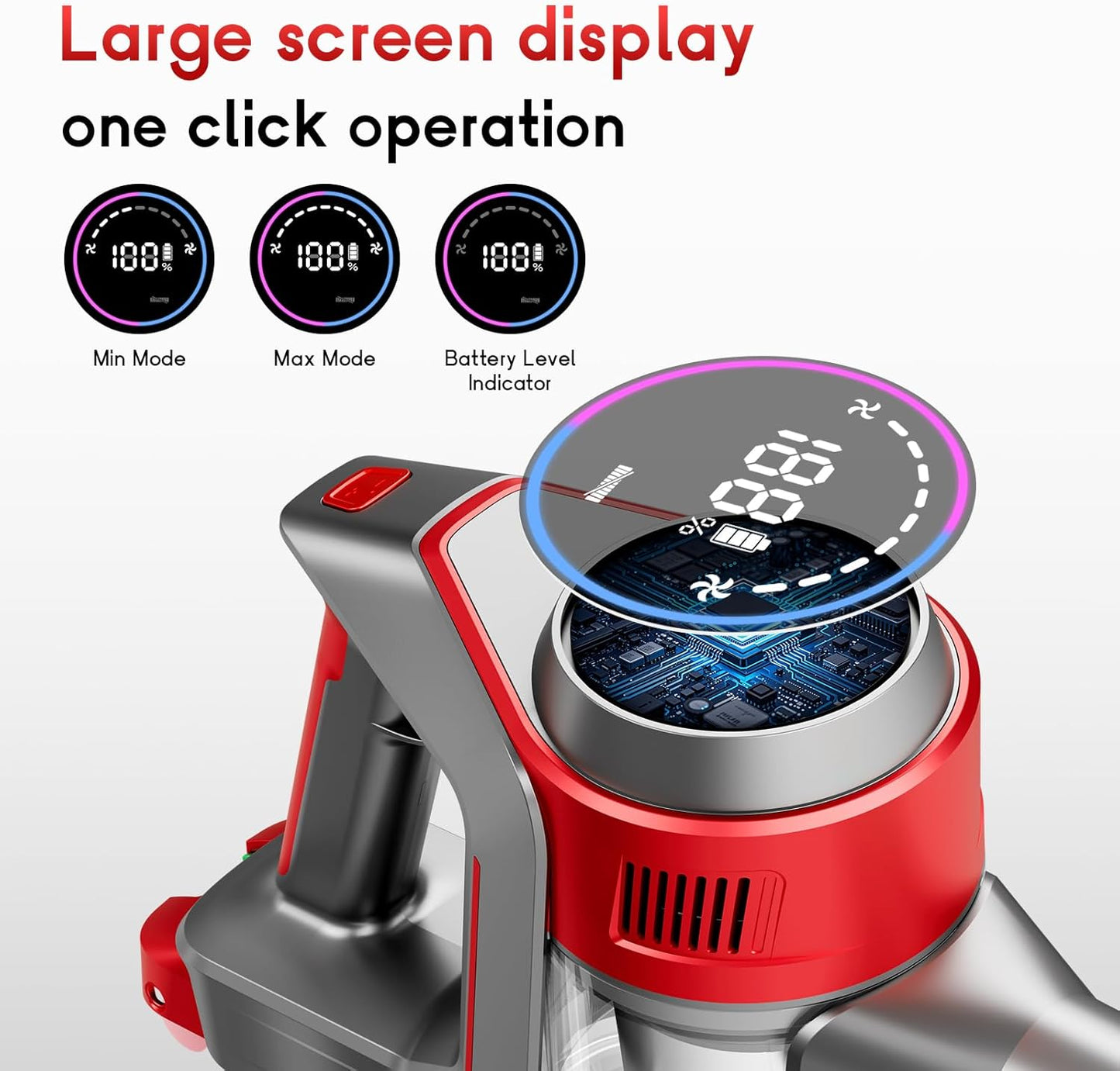 Cordless Vacuum Cleaner, 35Kpa Vacuum Cleaner for Home, 45Mins Stick Vacuums with Battery Display, Anti-Tangle &Wall Mount Charging, 8 in 1 Lightweight Vacuum for Hard floor Carpets Pet Hair, Y5