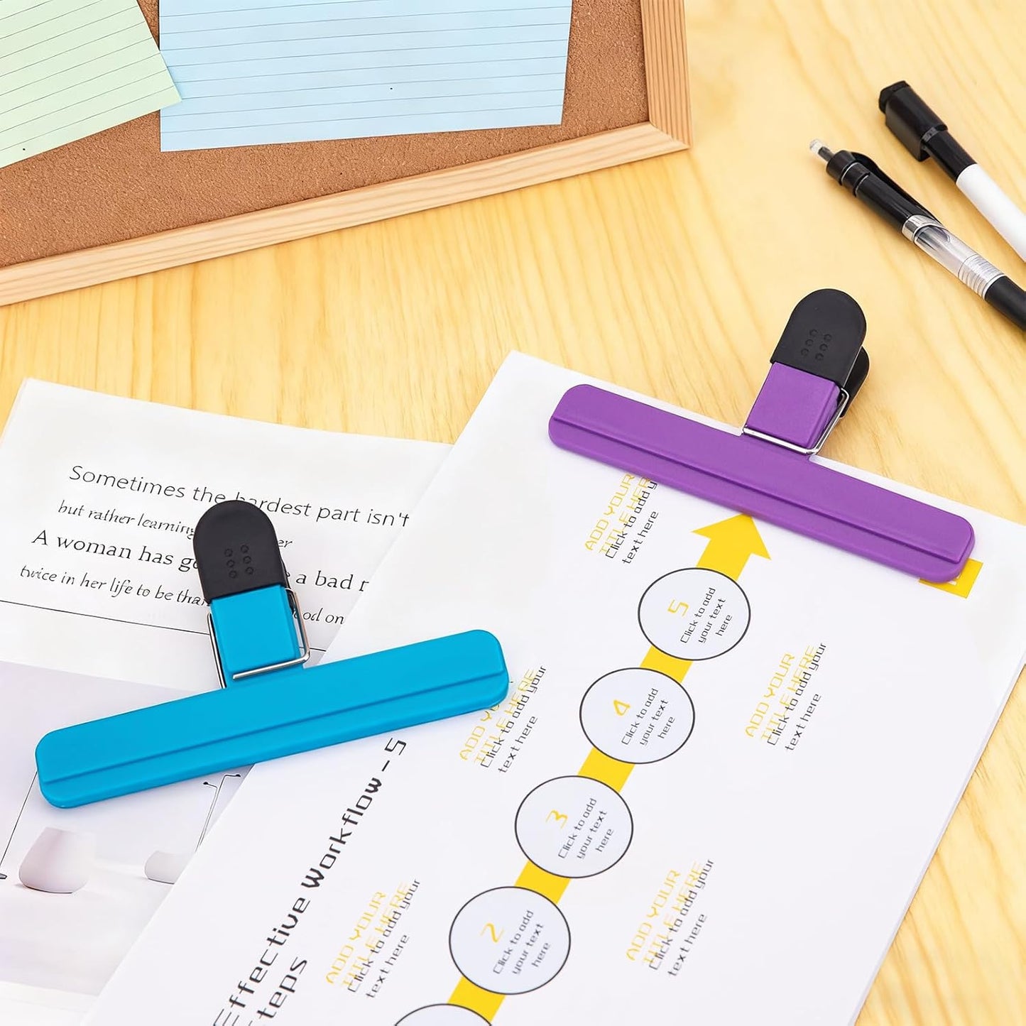 OWLKELA Chip Clip, 6 Pack Colors Wide Open Bag Clips for Food Storage, Heavy Duty Seal Grips Plastic Food Clips for Snack, Food Packages (6 inch x 3.4 inch)