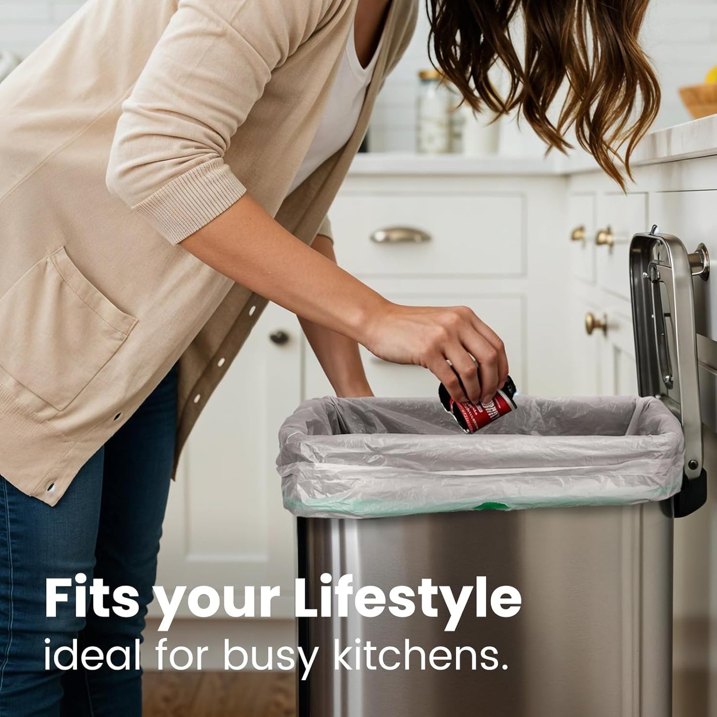 Large Trash Bag 13 Gallon Tall Drawstring 100% Post-Consumer Recycled Garbage Bag Waste Bag for Kitchen Office (80 Count, 0.6 Mil)