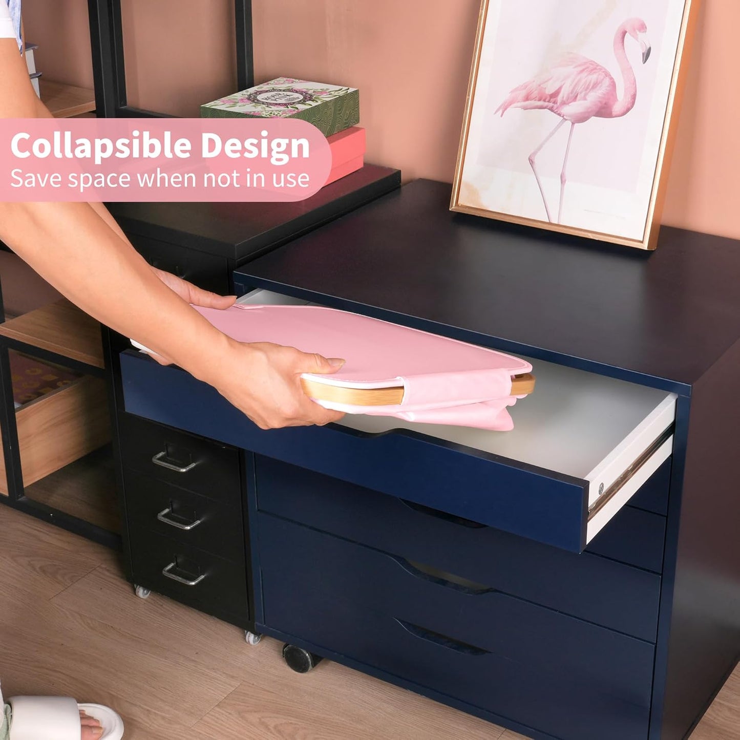 26 Gal Laundry Basket with Lid and Net Bag, Tall Laundry Hamper with Bamboo Handles, Aesthetic Dirty Clothes Bin for Laundry Room, Bathroom, Bedroom and Dorm, Pastel‌