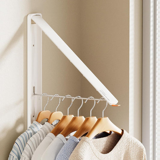 Clothes Drying Rack, Laundry Room Wall Mounted Retractable Clothes Hanger Drying Rack, Laundry Clothing Drying Rack Folding Indoor or Outdoor, Easy Installation Aluminium Dryer, 1pcs(White)