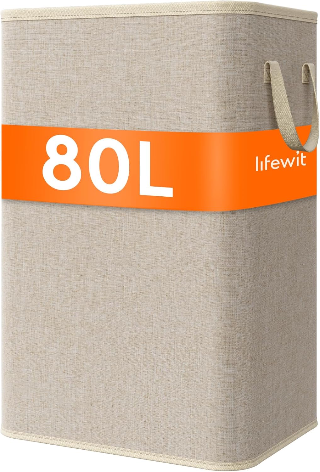 Lifewit 80L Large Tall Laundry Hamper, Collapsible Laundry Basket with Handles, Foldable Clothes Hampers for Laundry, Portable Dirty Clothes Hamper for Dorm College Bedroom Bathroom, Beige