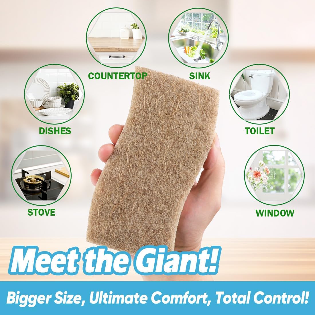 AIDEA XL Scrub Sponges Non-Scratch, 24Count, Large Natural Sponge for Non Stick Cookware, Sponges Kitchen, Cellulose Cleaning Sponge for Dishes, Kitchen, Bathroom, Household