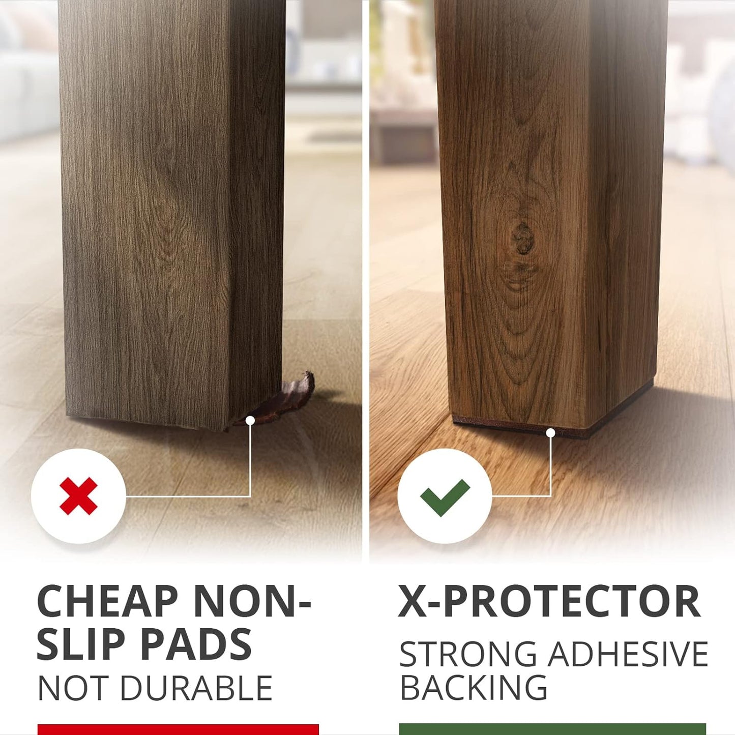 X-PROTECTOR Non Slip Furniture Pads - 8 pcs Premium Furniture Grippers 4"! Self-Adhesive Rubber Feet Furniture Feet - Ideal Non Skid Furniture Pad Floor Protectors - Keep Furniture in Place!