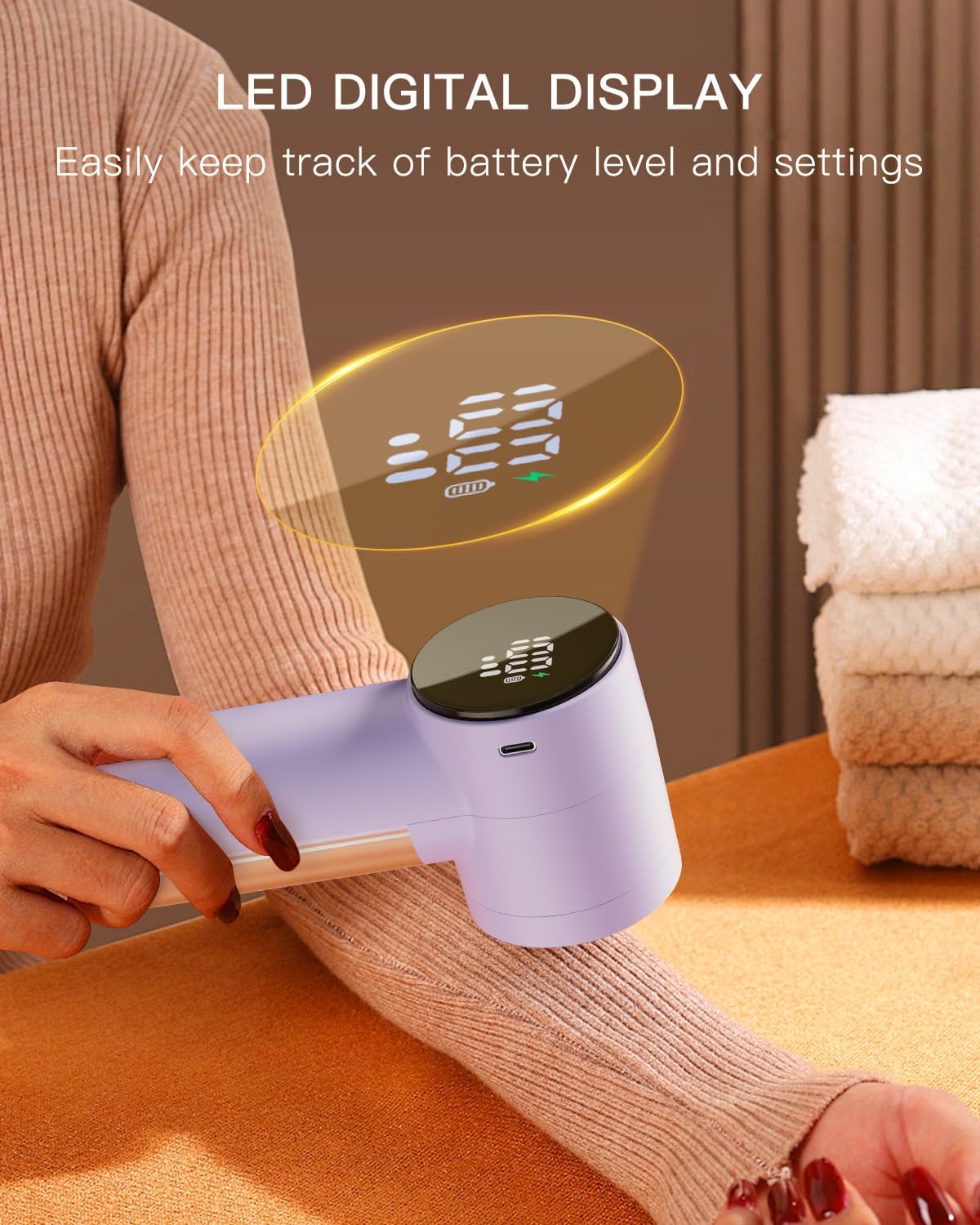 Electric Lint Remover and Fabric Shaver, Rechargeable Clothes Shaver for Sweater Furniture Couch, 3-Speed Pill Remover Defuzzer to Remove Fuzz Pilling from Blanket Jacket