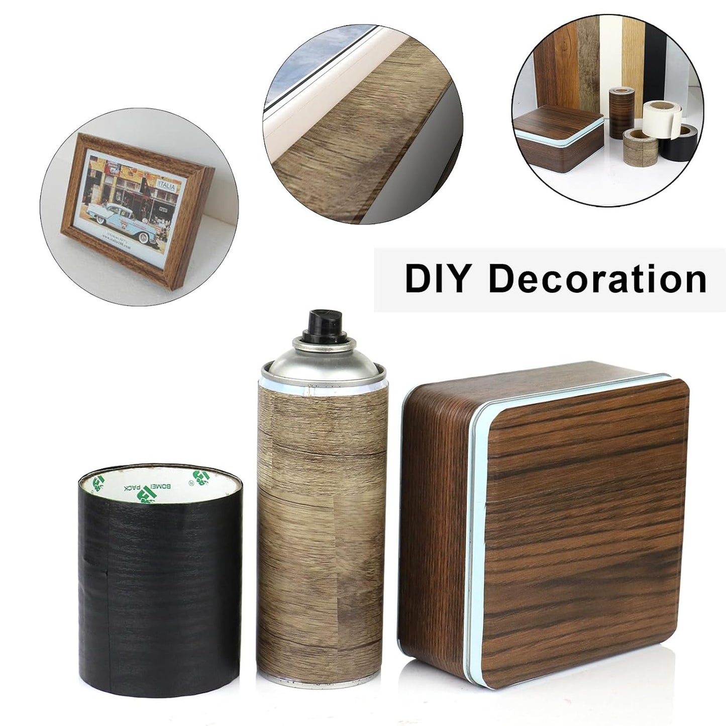 BOMEI PACK Wood Grain Repair Tape,Self Adhesive Repair Patch for Furniture, Floors, Cabinets, Windows, Doors, RV, Home Decor and DIY Projects (1, Grey Coffee)