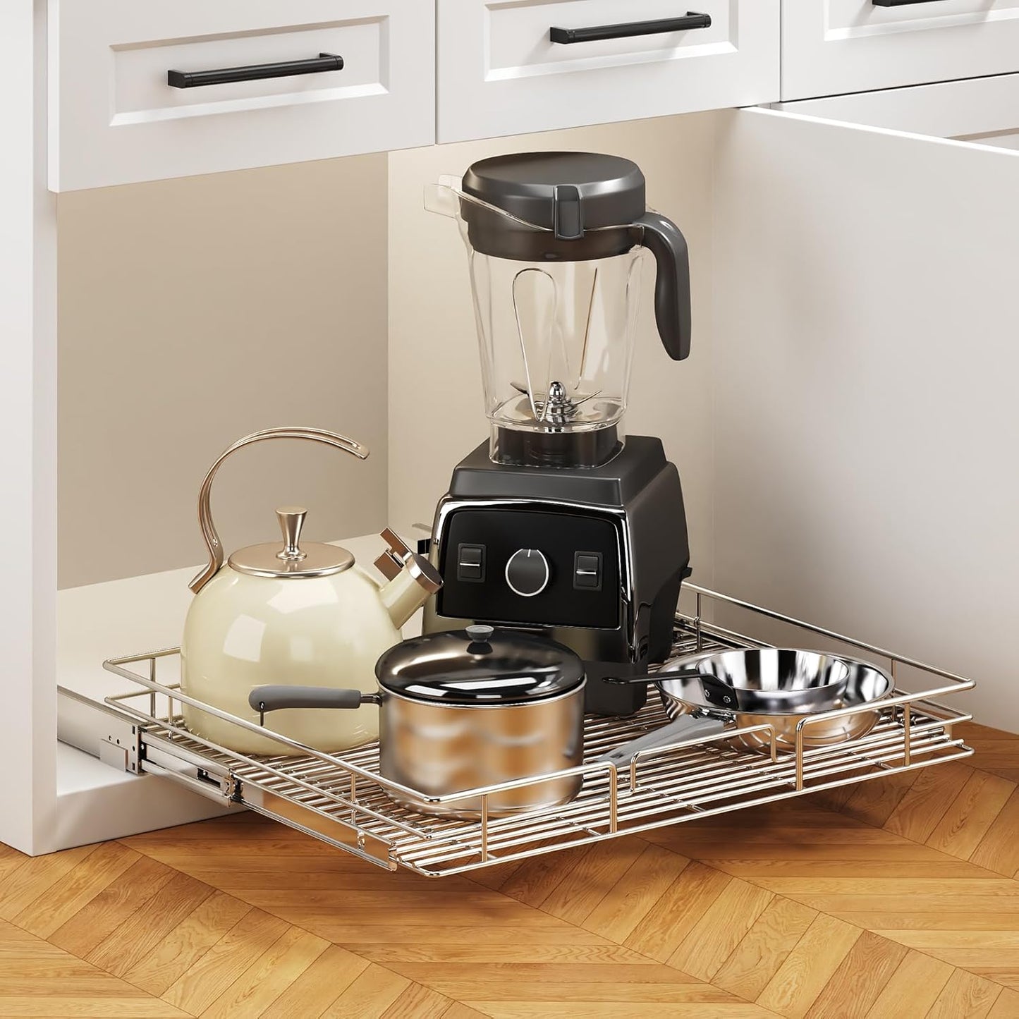 Pull Out Cabinet Organizer 30" W x 21½" D, Heavy Duty Cabinet Pull Out Shelves, Slide Out Drawers Organization for Kitchen Cabinets Bathroom