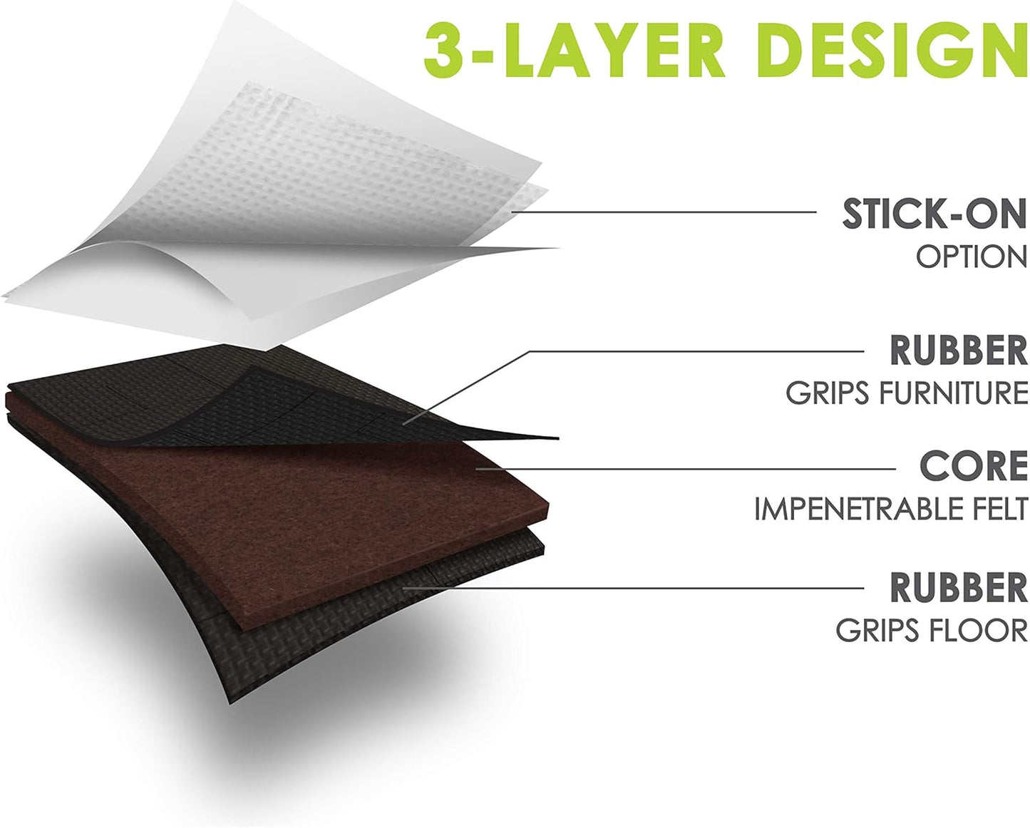 Slipstick GorillaPads 4 Inch Non Slip Furniture Gripper Pads (Pre-Scored to Cut to Size) Stops Sliding and Protects All Hard Floor Surfaces, Optional Self-Stick Adhesive, Square, CB140