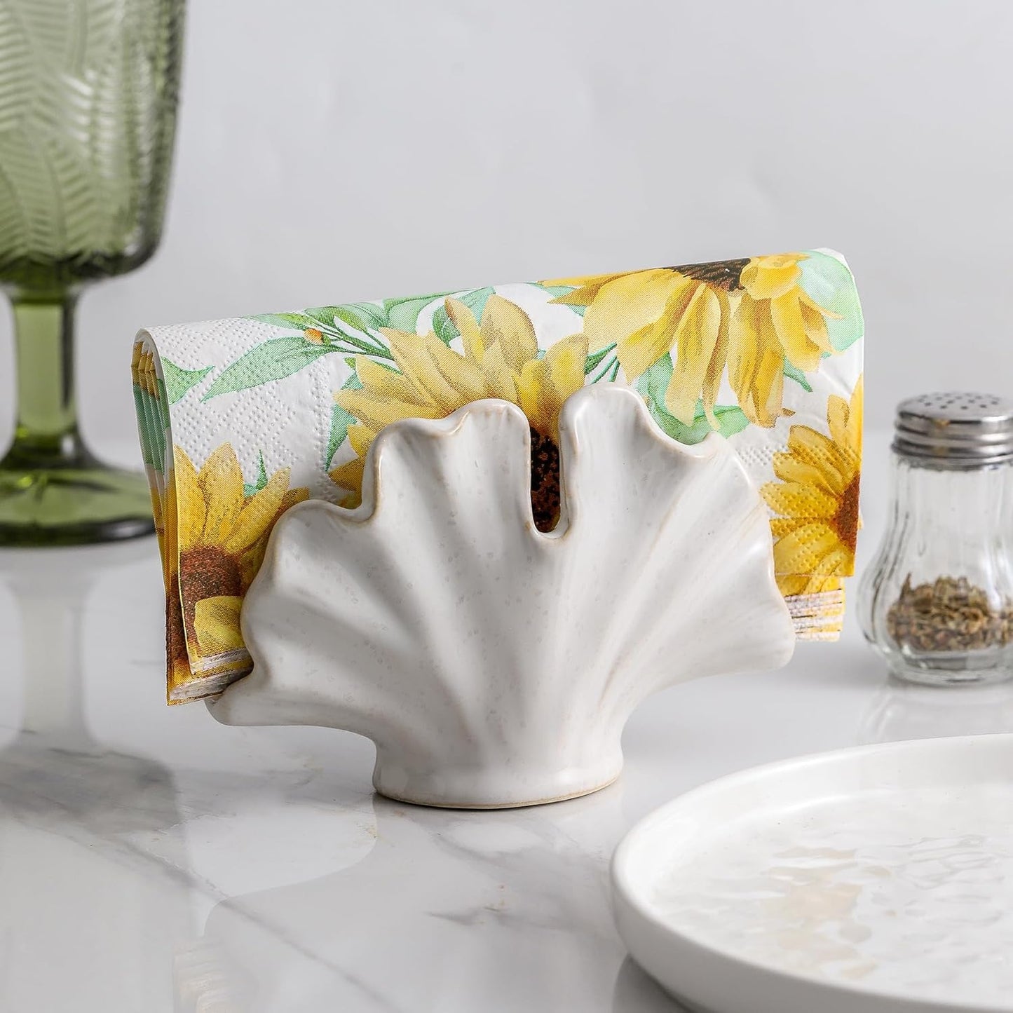 Ceramic Sponge Holder,Sponge Holder for Kitchen Sink,Compact Sink Caddy Organizer-Scouring Pad and Dish Sponge Holders,Farmhouse Kitchens Decor Cute Kitchen Gadgets Accessories(White)