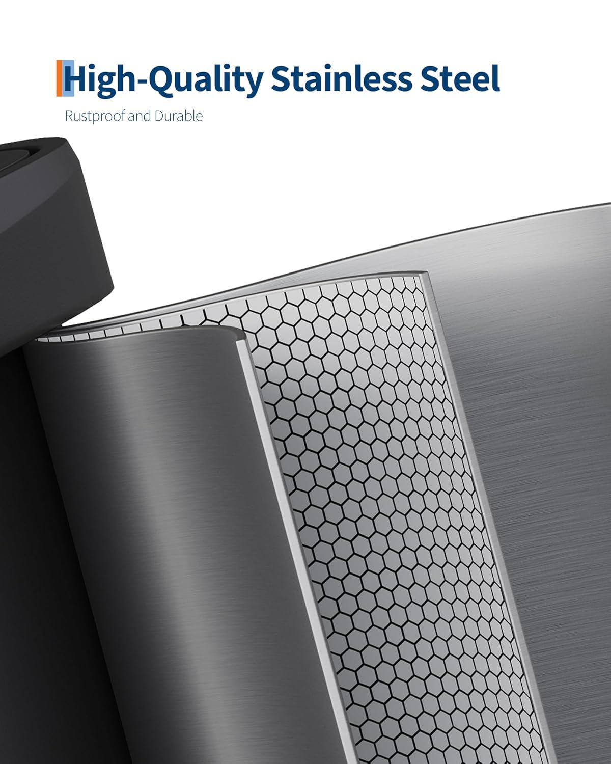 Garvee 21 Gallon / 80 Liter Stainless Steel Trash Can with Lid, Large Garbage Can for Kitchen, Rustproof Step-on Kitchen Metal Trash Bin with Liner Rim, Rear Handle, Soft Close Plastic Lid, Silver