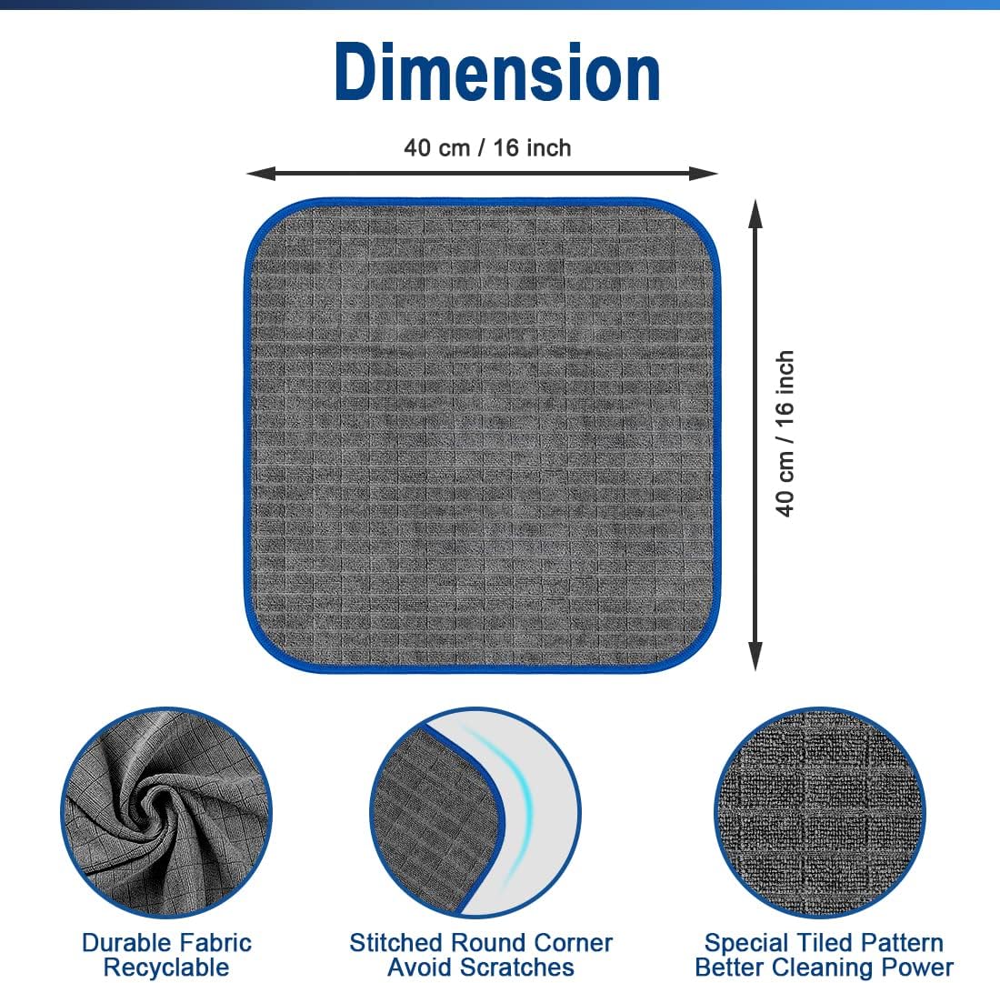 Airlab Microfiber Towels for Cars Wash Drying Auto Detailing, Highly Absorbent, Lint-Free, Streak-Free, All-Purpose Cleaning Cloths for Household, 16" x 16", Pack of 8, Grey