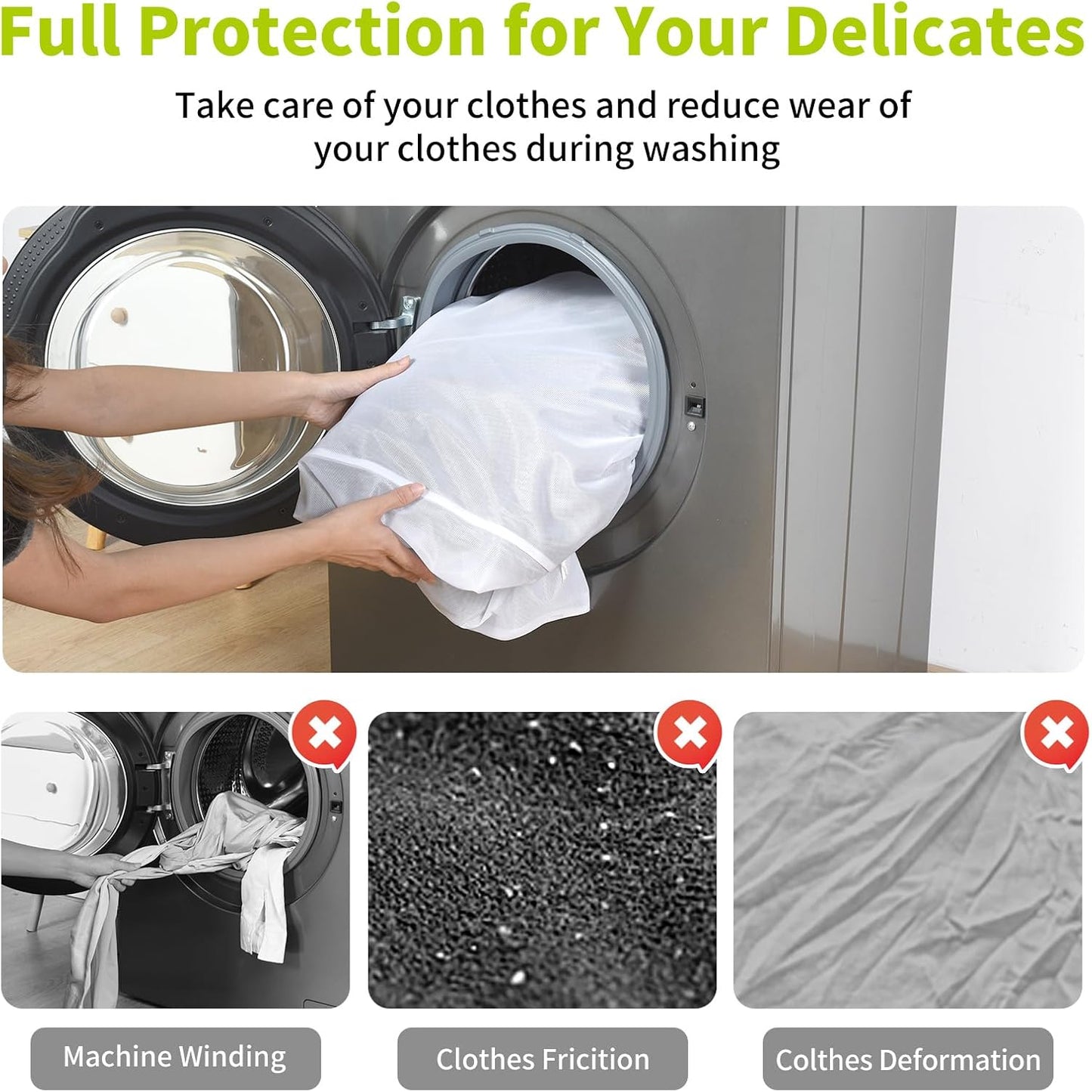 OTraki Large Mesh Laundry Bag 36 x 43 Inch Drawstring Laundry Wash Bags, 2 Pack Dirty Clothes Net Laundry Bag Heavy Duty Travel Storage Organize Bag for Home Apartment Dorm Camp Hotel Beach, White