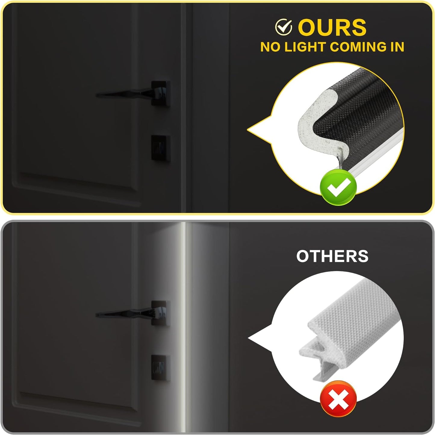 Ravinte Weather Stripping Door Seal Strip Soundproof "Q" Foam Weather Stripping for Door Frame, Exterior Door Weather Stripping for Large Gap, Easy to Install（Black, 28FT)