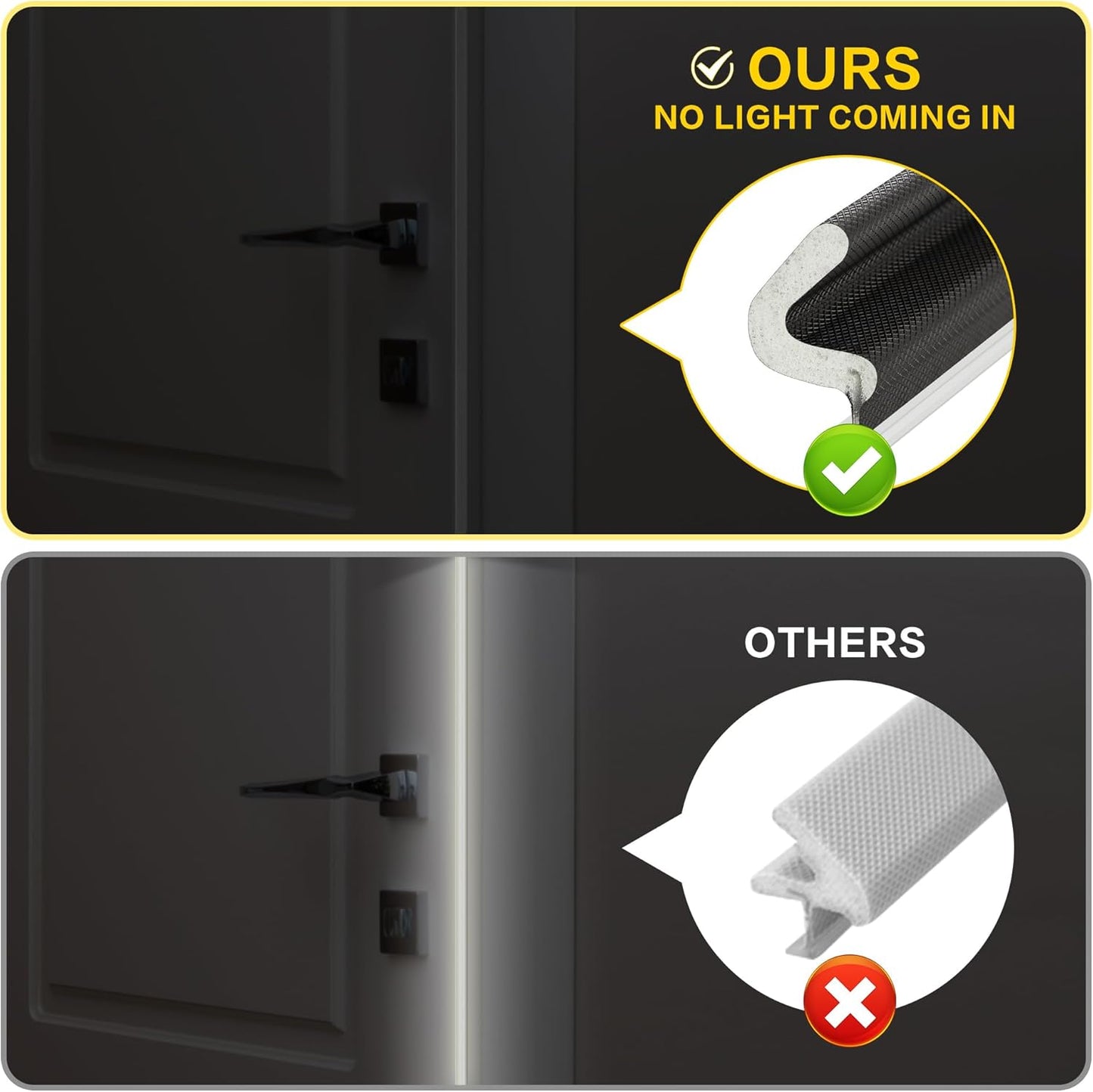 Weather Stripping Door Seal Strip - Soundproof Q-Shaped Foam for Exterior Door Frame, Large Gap Seal, Noise Cancelling, Easy to Install (Black, 21FT)