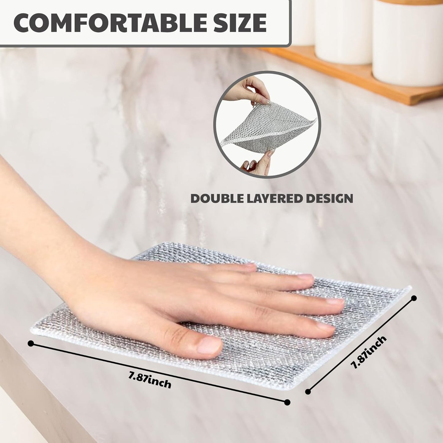 CrafTreat Non Scratch Wire Dishwashing Rag - Double Layer 10 Pcs, Reusable Multipurpose Wire Dishcloth for Wet & Dry Cleaning, Ideal for Kitchen, Sinks, Pots & Pans