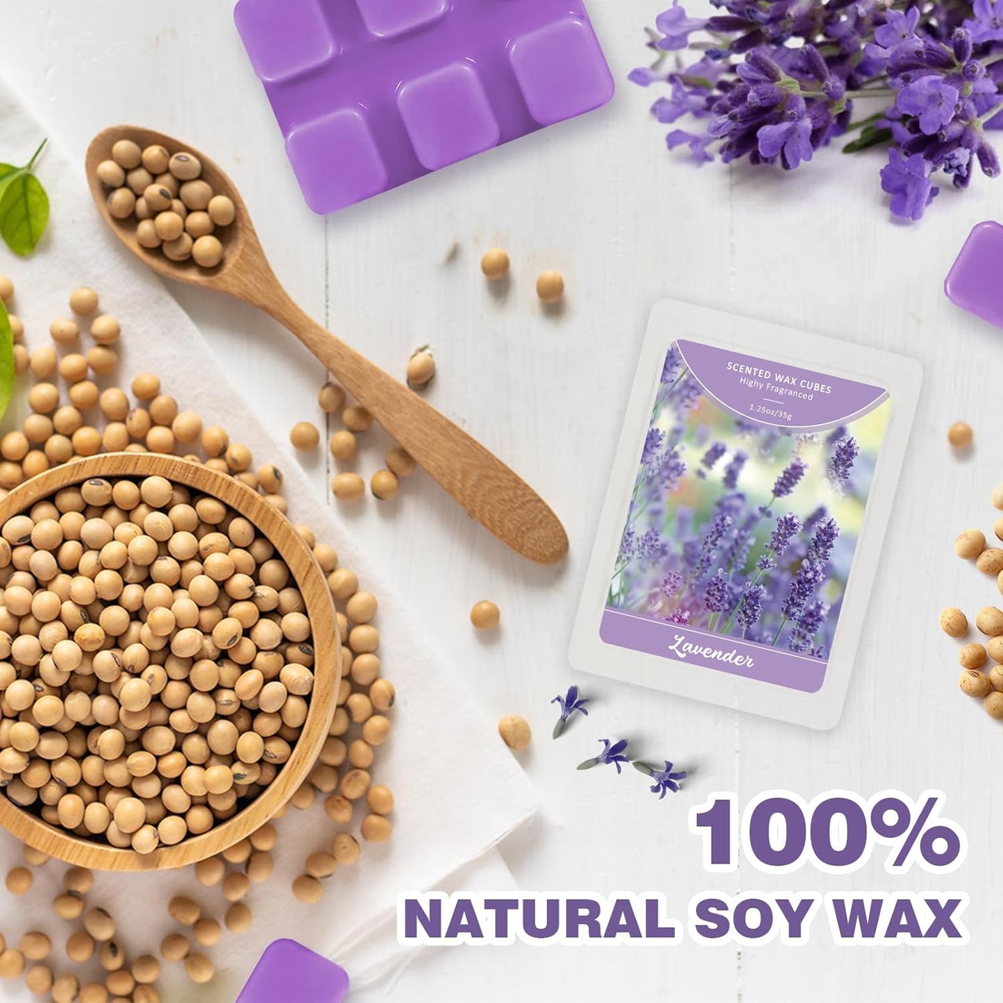 SCENTORINI Wax Melts Wax Cubes, Long Lasting Lavender Wax Melts for Sleep, Scentsy Wax Melts for Warmer 4 Pack, Scented Soy Wax Strong Scent, 4 * 1.25oz
