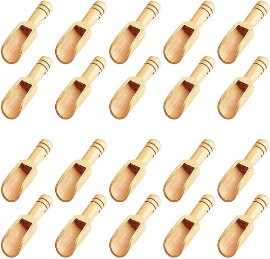 20pc Mini Wooden Spoons，Mini Bamboo Spoons for Bath Salts, tea scoop, Washing Powder spoon，wooden candy spoon