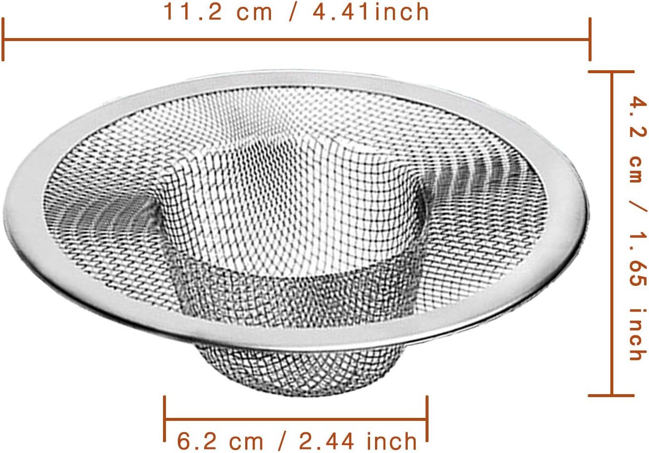 2pcs Heavy Duty Stainless Steel Slop Basket Filter Trap, 4.41" Top / 2.44" Mesh Metal Sink Strainer,Perfect for Kitchen Sink/Bathroom Bathtub Wash Basin Floor Drain Balcony Drain Hole,Utility…
