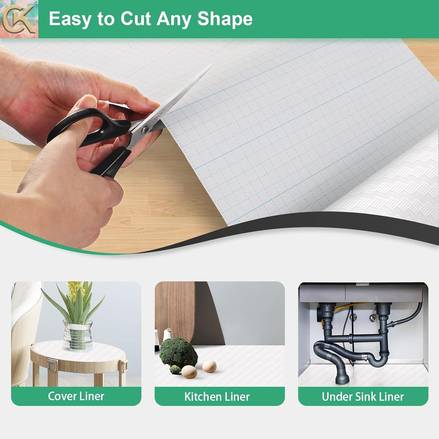 Self-Adhesive Shelf Liner Kitchen Liner, Waterproof Backed Paper Easy Peel and Stick Contact Liner Without Residue for Decor Your Desk Surface, Kitchen Countertops (White, 11.8 x 59 inches)