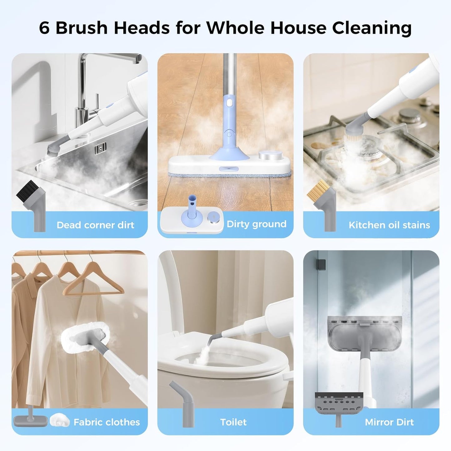Steam Mop for Floor Cleaning, 7 in 1 Floor Steamer with Detachable Handheld Steam Cleaner Perfect for Hardwood Floors, Clothes, Windows, Tiles, Furniture, Carpet, Whole Home Use