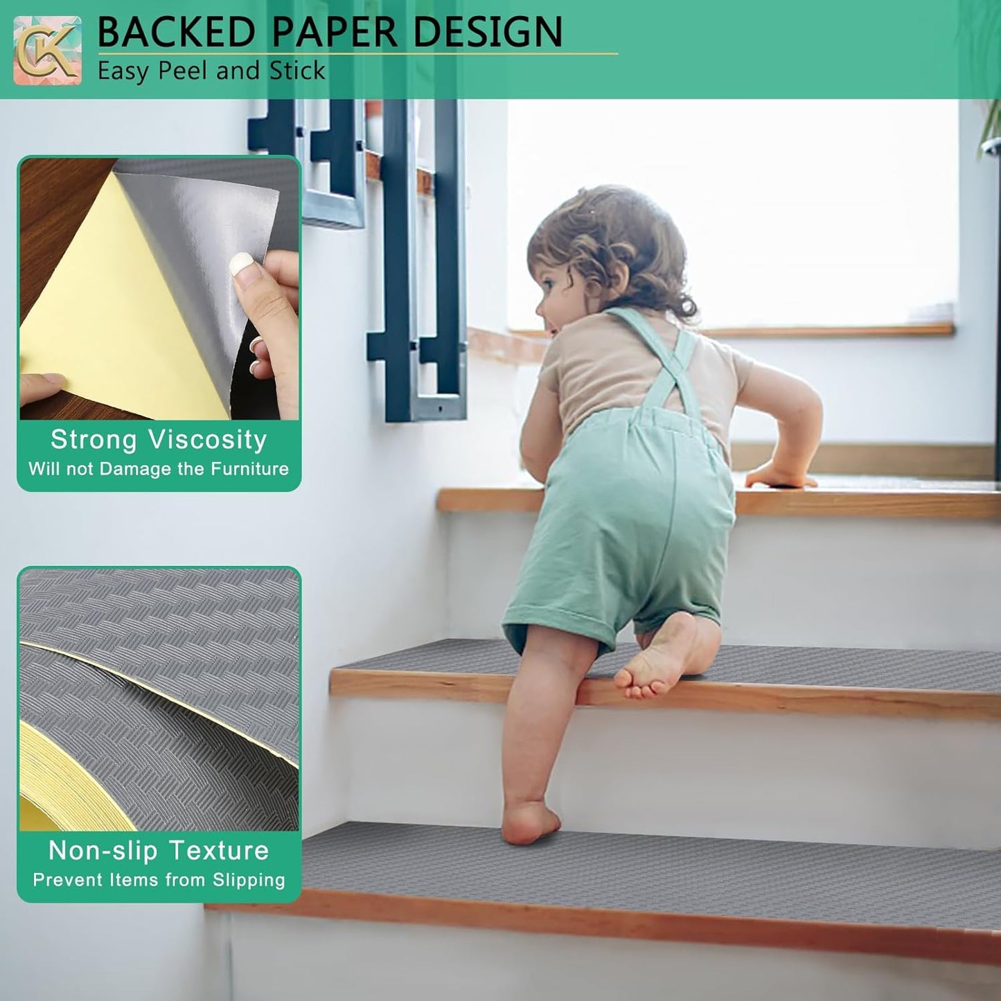 Self-Adhesive Shelf Liner Kitchen Liner, Waterproof Backed Paper Easy Peel and Stick Contact Liner Without Residue for Decor Your Desk Surface, Kitchen Countertops (Silver, 17.5 x 393.7 inches)