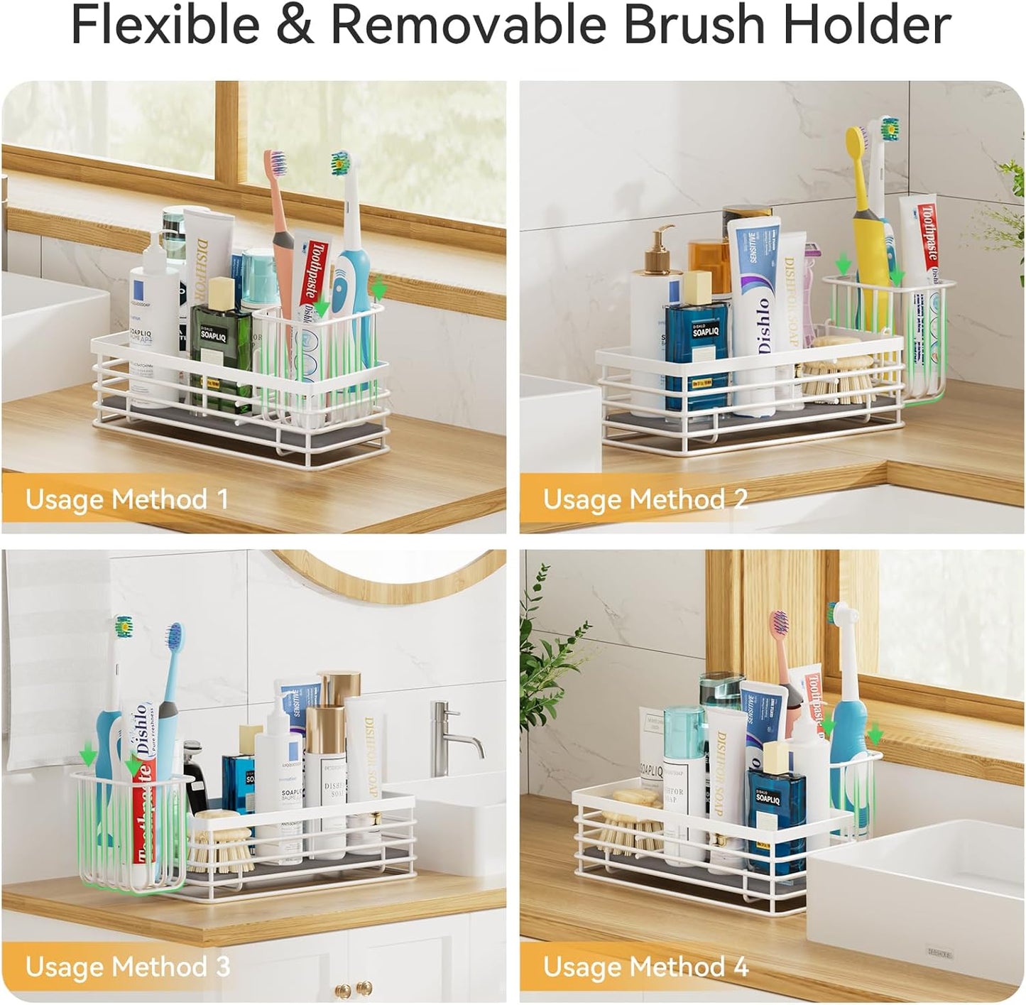 Yofidra Sponge Holder for Kitchen Sink Organizer Caddy: Sink Sponge with Instant Drying Stone, Metal Stainless Steel Basket Home Decor Storage and Organization Accessories 9.5" X 3.5" X 5.2" (White)