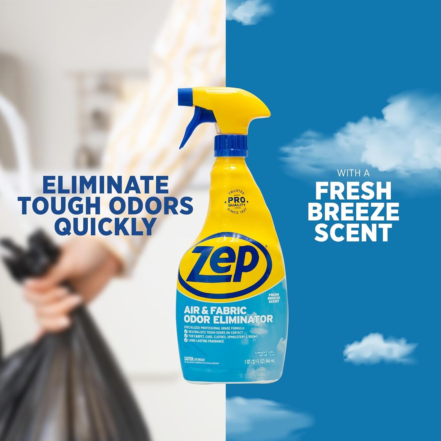 Zep Air and Fabric Odor Eliminator - 32 oz (Pack of 4) ZUAIR324 - Refresh Your Home, Office and Business
