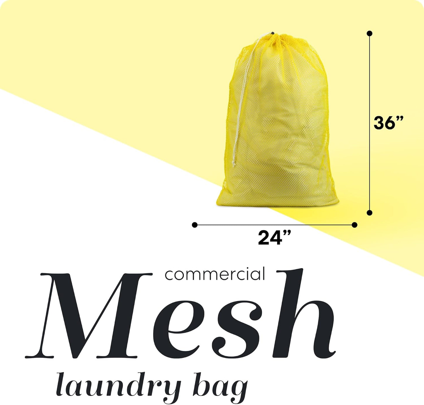 Handy Laundry Mesh XL Laundry Bag - Durable, Machine Washable with Secure Drawstring Closure - Perfect for College Dorms, Laundromats, Apartments (Yellow, Large 24" x 36")