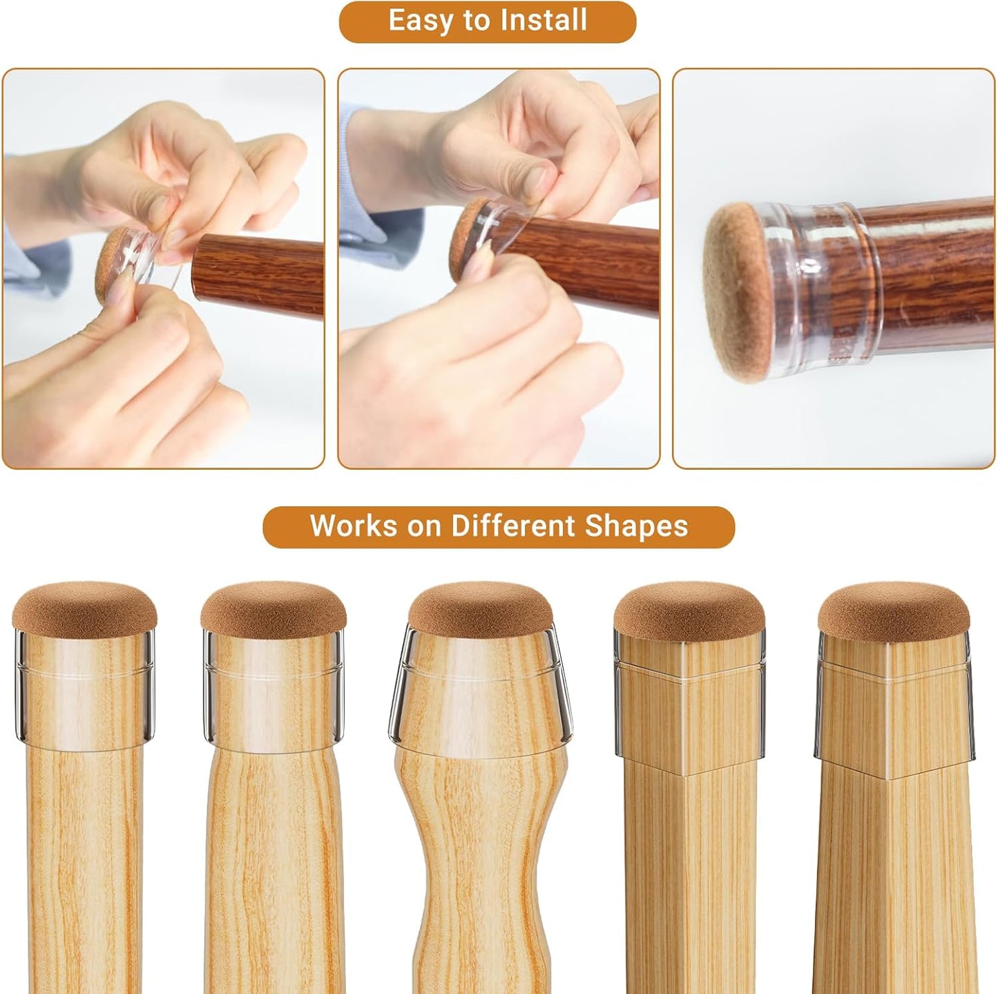 Meldel 24 PCS Silicone Chair Leg Floor Protectors Extra Small(0.6"-0.8") Rubber Felt Furniture Pads Chair Legs Caps/Covers for Hardwood Floors, Tile from Scratches & Reduce Noise - Round, Clear