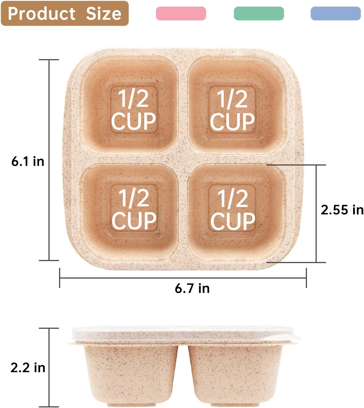 4 Pack Bento Lunch Box，4 Compartment Snack Containers，Divided Bento Snack Box，Meal Prep Containers Kids/Toddle/Adults,Food Storage Containers for School, Work and Travel