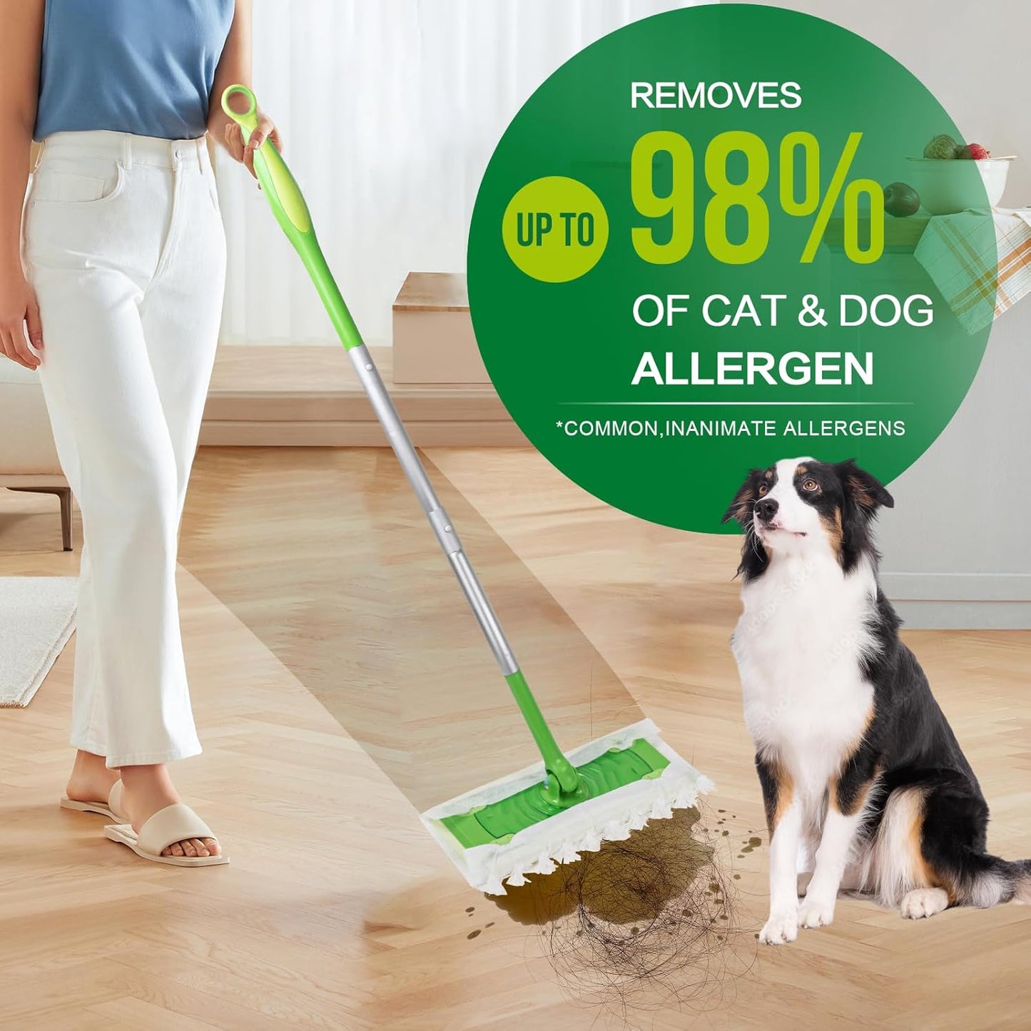 Heavy Duty Dry Sweeping Cloths Compatible with Sweeper Mop, Microfiber Duster Mop Pads Refills for Cleaning Hardwood Floor Dust and Pet Hair, Disposable (100)