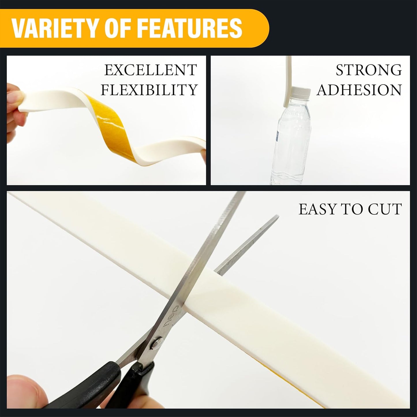 Weather Stripping Foam Tape, 17 Ft Door Seal Strip, EVA Material, High Density 1/4" Thick, No Residue Adhesive, Weatherproof Door Seal Strip for Sliding Door, Windows, White (1" Wide)