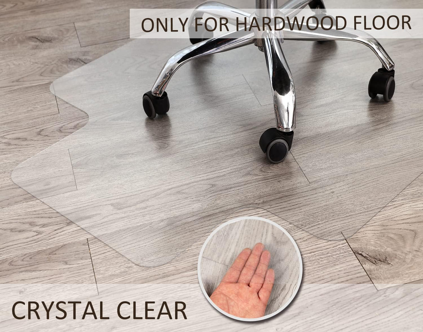 Office Chair Mat for Hardwood Floor, 48”x 30” Vinyl Desk Chair Mat Clear Floor Protector Mat for Rolling Chair Office & Home, Easy Glide and Flat Without Curling