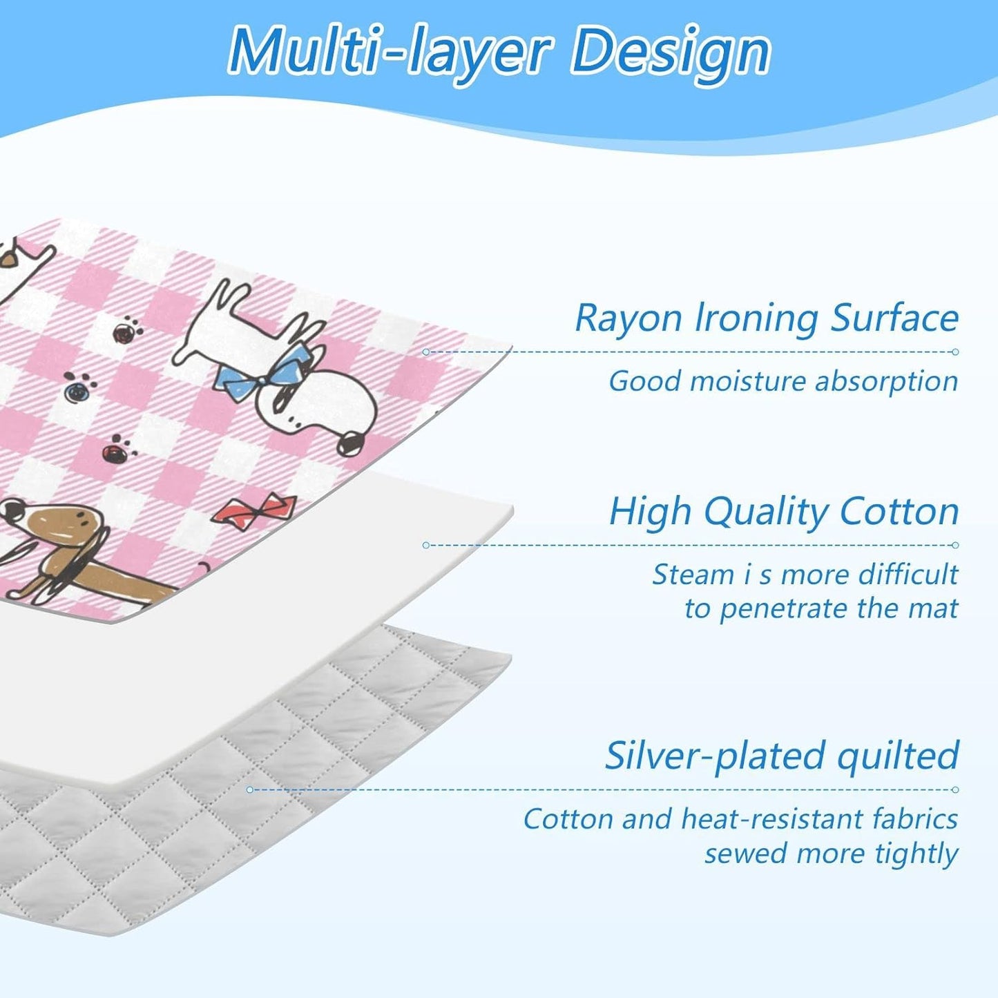 Ironing Mat Portable Ironing Pad Ironing Blanket for Table Top Heat Resistance Double-Side Using Travel Large 47.2 x 27.6 Inch Foldable Lightweight Cute Dog