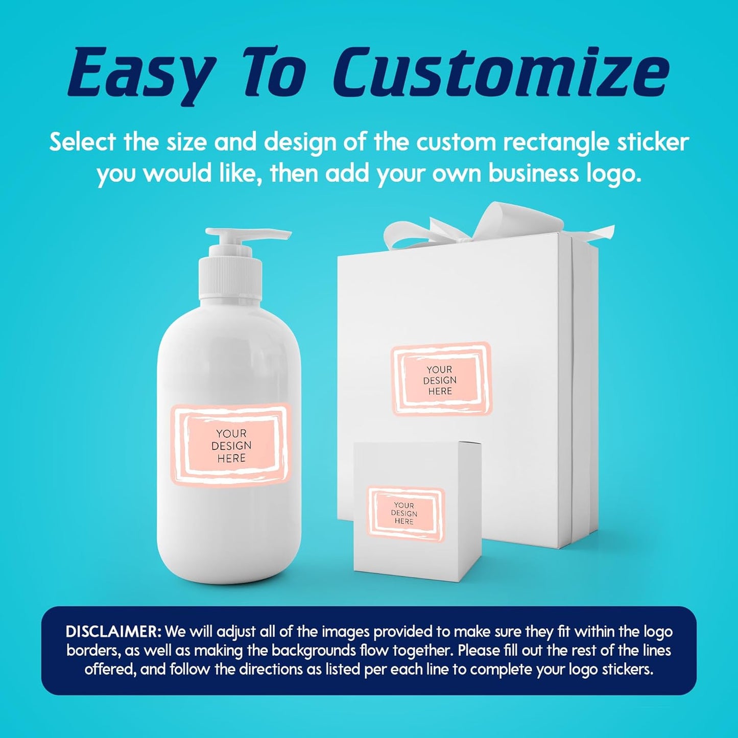 100 Custom Vinyl Stickers - Upload Your own Image, Text, Design, Logo - Personalized Logo Labels for Handmade, Packaging, Bottle, Jars, Candle, Brand Stickers (Peach, 4x2)