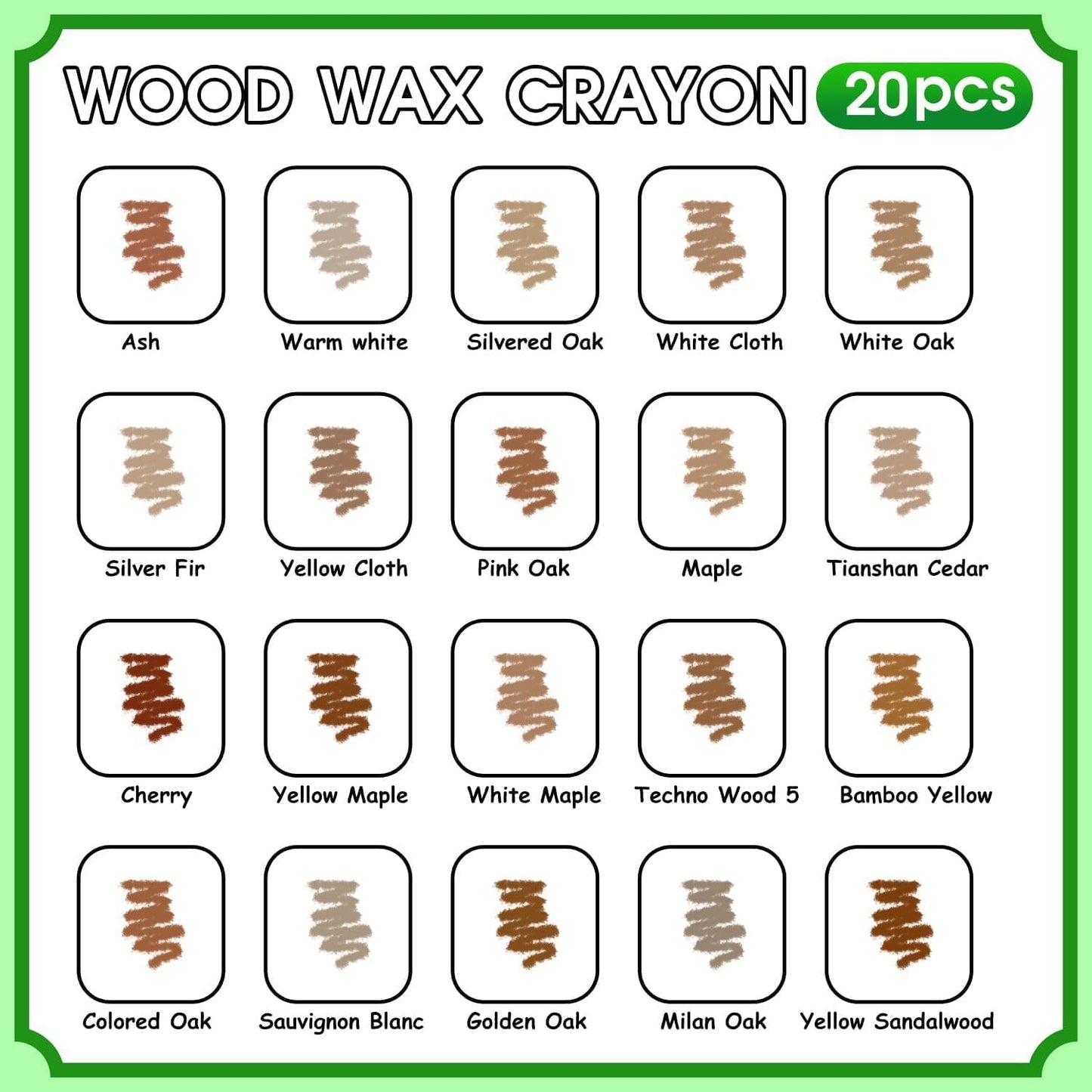 Furniture Markers Touch Up, 20 Colors Wood Filler Sticks, Wood Wax Crayons for Repairing Scratches, Scuffs, Cracks, Holes on Furniture, Floors, Cabinets, Tables, and Doors - Brown Series