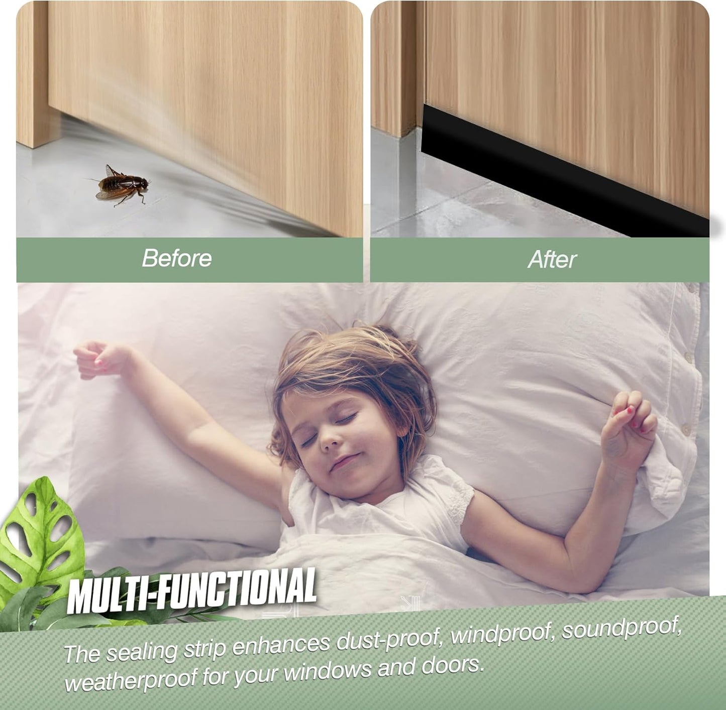 Silicone Weather Stripping Door Seal Strip, 16.4 Feet Self Adhesive Sealing Sticker Sealing Tape for Door Draft Stopper Adhesive for Doors Windows Shower Glass Gaps (Black, Width 25mm)