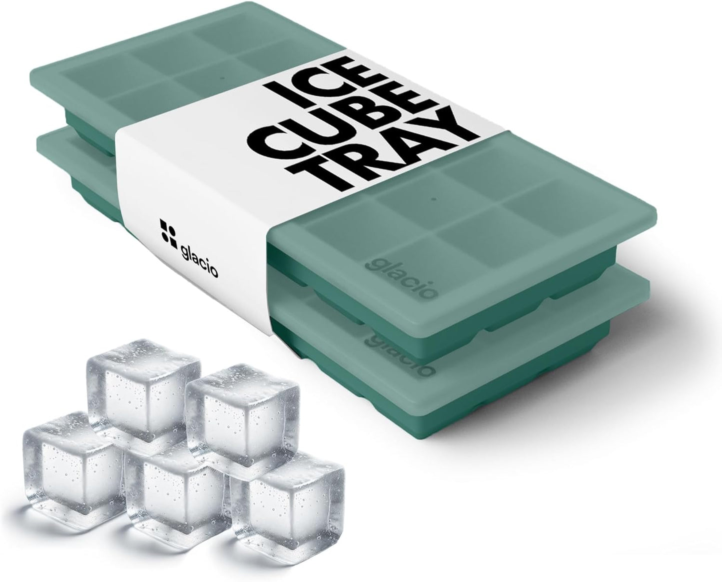 glacio Ice Cube Tray – Small Silicone Molds with Lids, BPA-Free and Flexible for Cocktails and Beverages – Set of 2