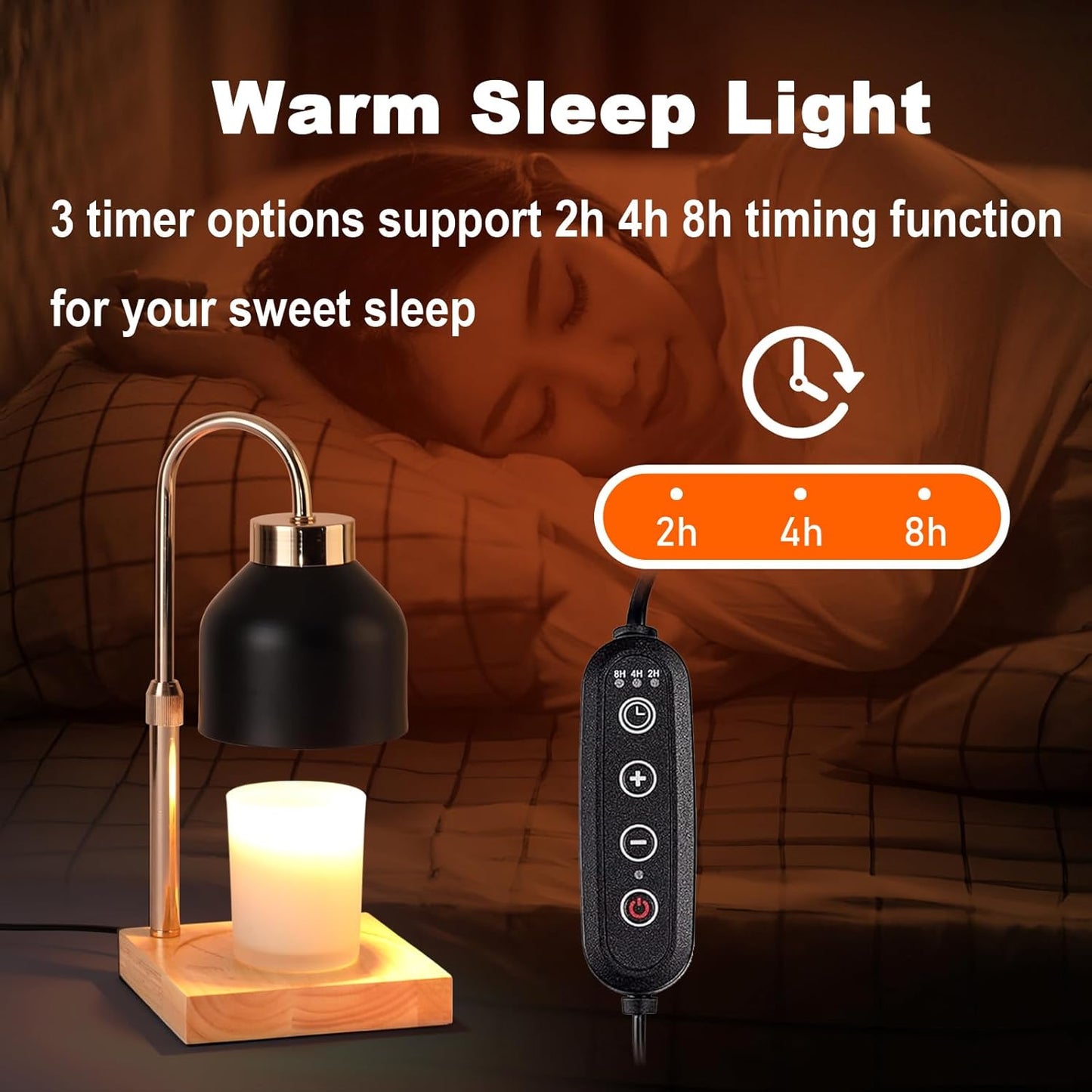 Candle Warmer Lamp, Dimmer, 2/4/8H Timer, Adjustable Height Candle Warmer, Vintage Home Decor, Wax Melts Warmer for Scented Jar Candles with 2 Bulbs