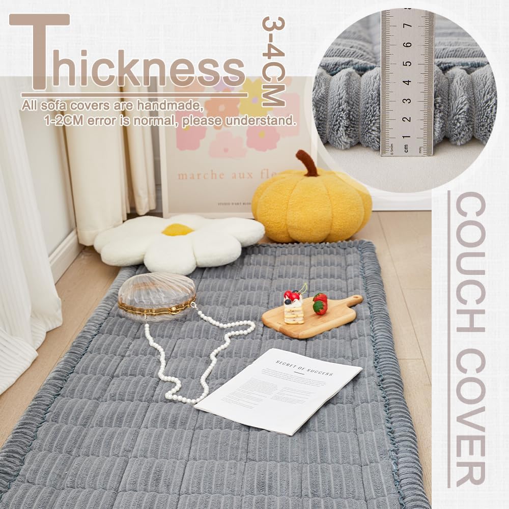 Couch Cover for Dogs Washable, Fuzzy Pet Couch Covers for 3 Cushion Sofa Pet Friendly, Non Slip Sofa Cover (Blue-Grey, 27.6" x 82.7"/70 x 210cm)