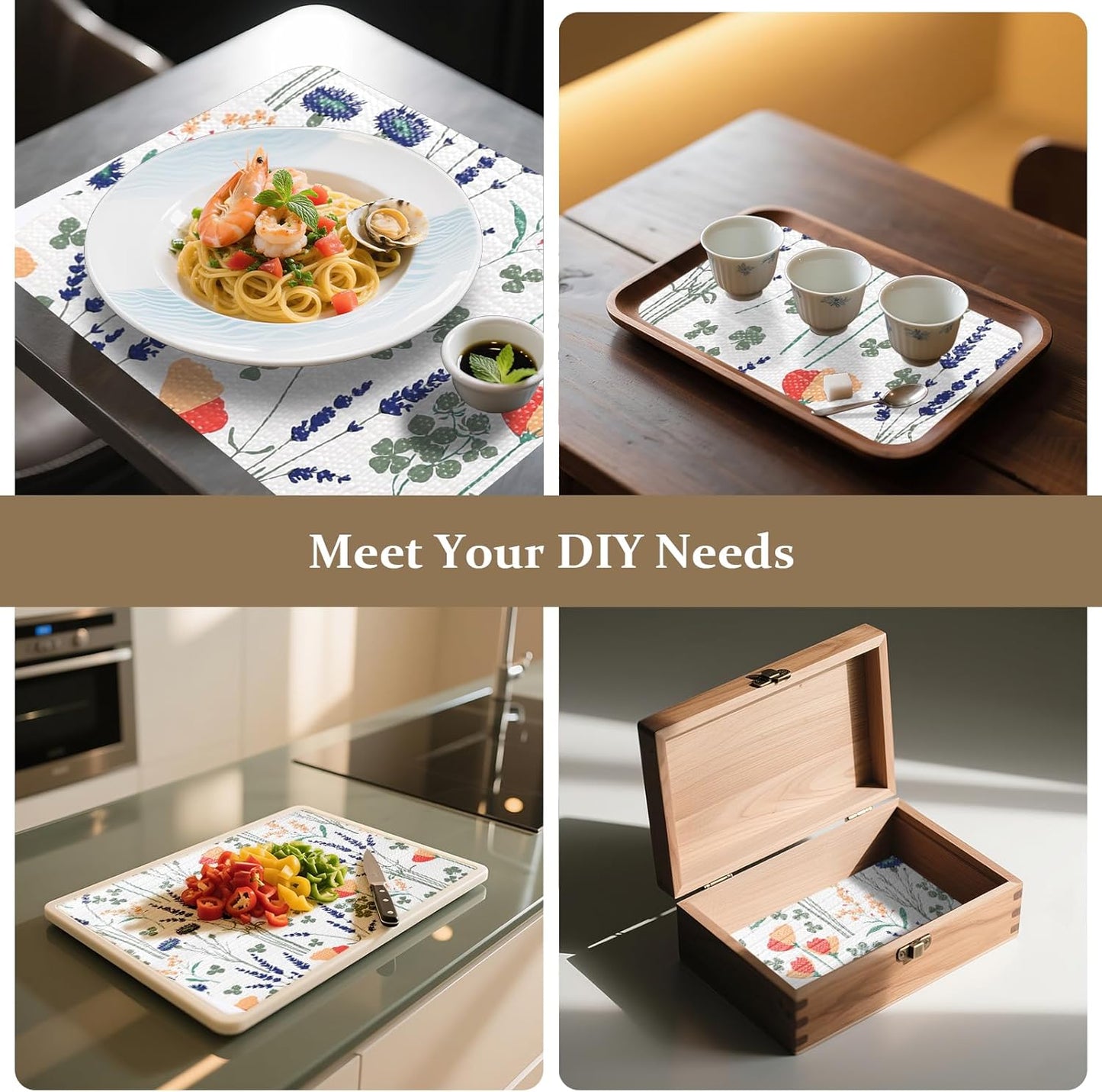 FINNEZ Shelf and Drawer Liner 17in x 20FT with Cutting Tool, Non Slip Non Adhesive Drawer Liners for Kitchen Cabinets, Waterproof Floral Cabinet Liner for Shelves, Refrigerator