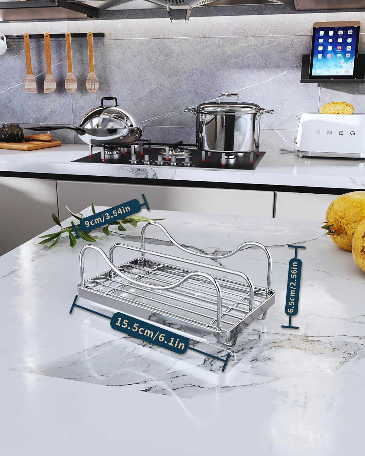 Consumest Sponge Holder for Kitchen Sink - Movable Sink Caddy for Countertop Organizer, 304 Stainless Steel Sponge Holder with Detachable Drip Tray for Kitchen Accessories-Silver