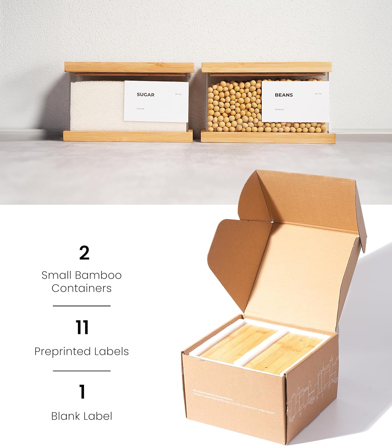 Bamboo Food Dispenser | Kitchen Organizers and Storage | Airtight Pantry Organizers and Storage Container | Cereal, Rice, Flour, Snack Storage (2, Small)