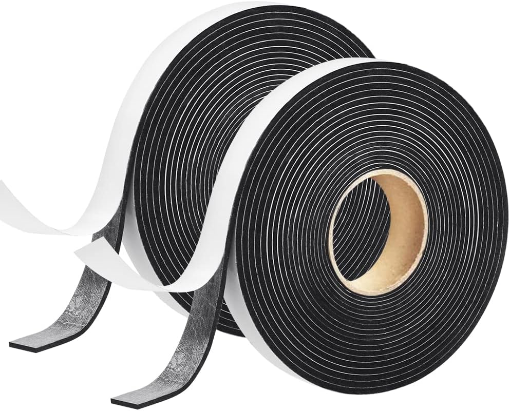 Seal Foam Tape,1/2 Inch W x 1/16 Inch T Weather Stripping for Door and Window, High Density Single Sided Closed Cell Door Insulation Weather Strip,2 Rolls 16FT Long Each