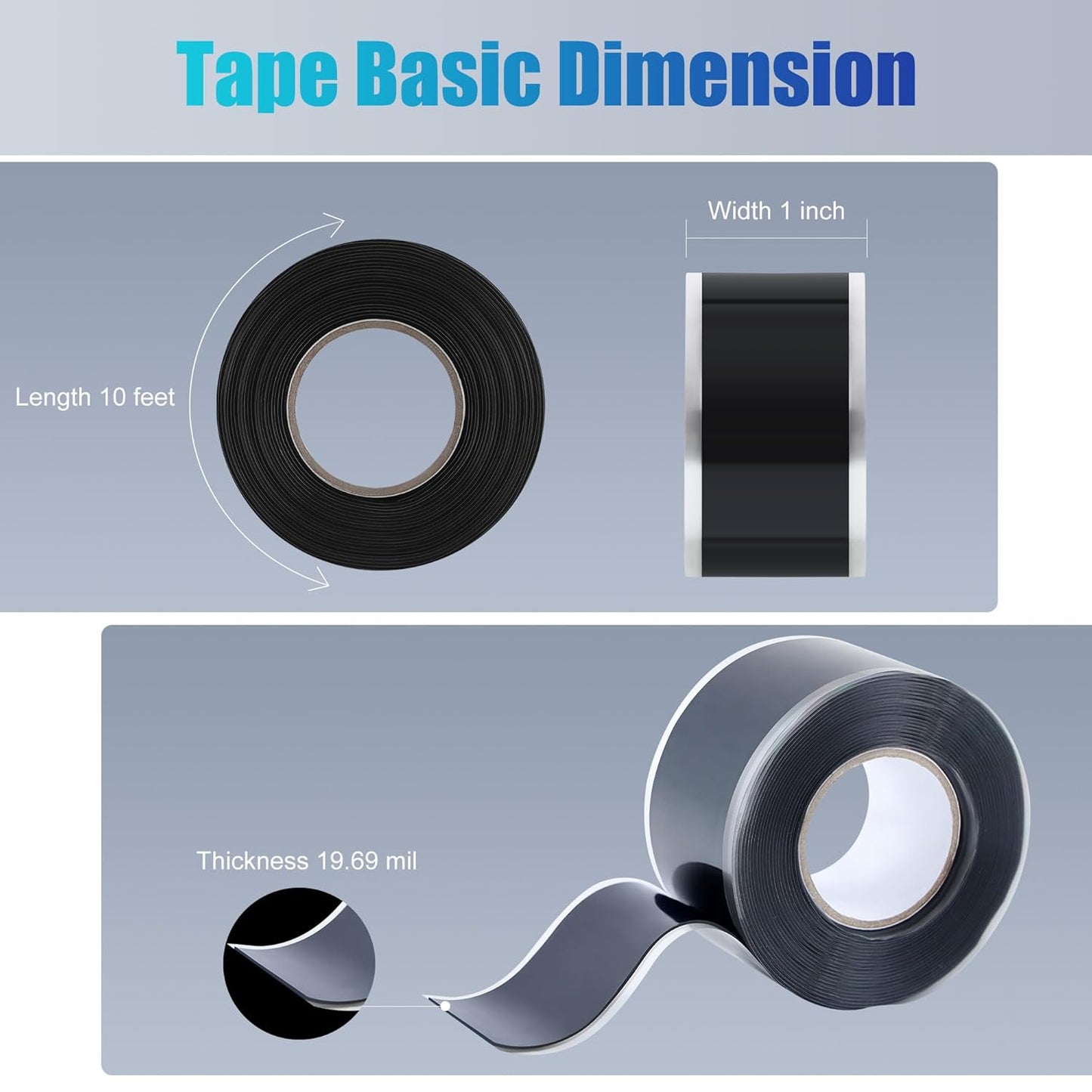 Lichamp Seal Self Fusing Silicone Tape, 1 Inch x 10 Feet x 10 Rolls, Total 100 Feet for Plumbing Leak Repair and Electric Wire Wrapping Tape